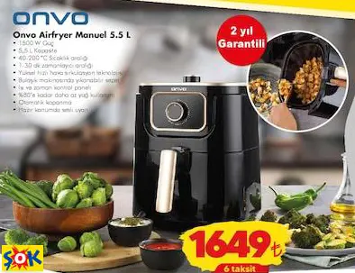 ONVO AİRFRYER MANUEL 5.5 L ONVO AİRFRYER MANUEL 5.5 L
